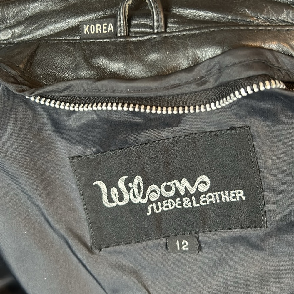 Wilsons Suede & Leather-Black Leather Jacket-Size 12-Excellent Condition - Picture 8 of 11